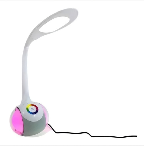 Lampara Parlante Escritorio Led Bluetooth Multicolor Táctil Estructura Blanco