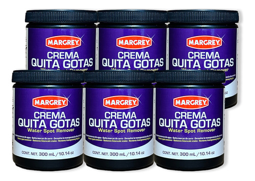 6 Crema Quita Gotas Vidrios Y Cristales Pieza 300 Ml Margrey