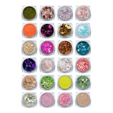 Kit 24 Enfeites Decorações De Unhas Glitter Encapsulamento Cor Multicolor