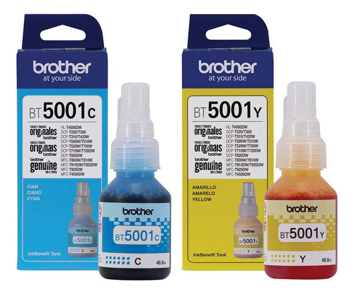 Kit De 2 Tintas Originales Brother Bt5001 Cian - Amarillo 