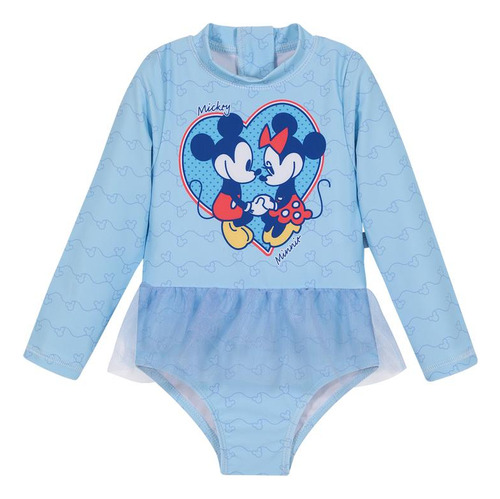 Traje De Baño Bebe Niña Entero Uv50+ Disney Minnie Celestem/