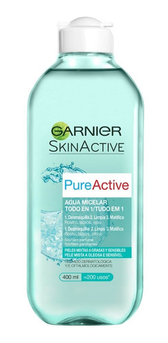 Agua Micelar Pure Active 400ml Garnier Skin Active
