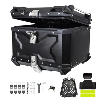Caja Moto Top Case Aluminio Baul Con Respaldo Y Base 55 L