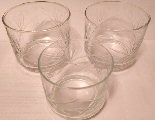 Vasos De Vidrio Labrados, Antiguos X 3