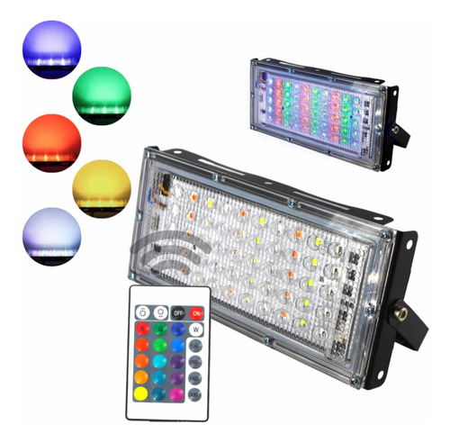 Paquete 50 Reflectores 50w Rgb Lupa Luz Led Multicolor