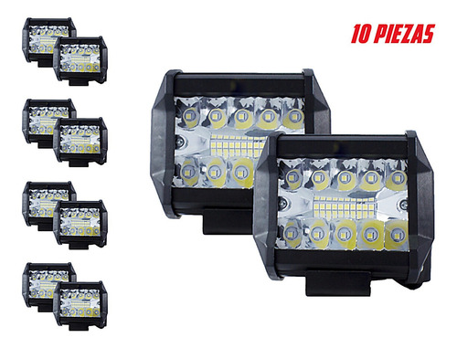 Kit De 10 Faros Luz Blanca 20 Leds 57w Tunelight Camión/jeep