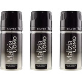 Desodorante Malizia Silver 150ml Pack C/3