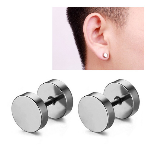 Set De Aros Hombre Plata Aros Mujer Tunel Acero Quirurgico