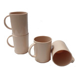 Kit De 100 Taza Plastica Beige Lisa De 350 Ml Uso Rudo