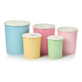 Juego Recipientes Altos Tupperware Heritage Tapa A Presion