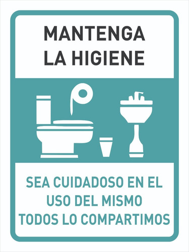 Cartel Prevencion Mantenga Higiene Del Baño 15x20 Pai 1mm 