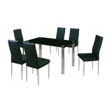 Set De Comedor De Mesa De Cristal 1.50 Y 6 Sillas Elegantes 