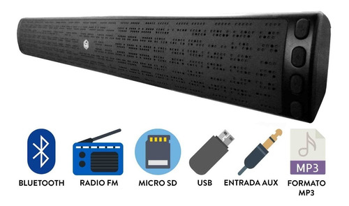 Barra Sonido Bocina 41 Cm Bluetooth Parlante 10w Usb Fm + Ob