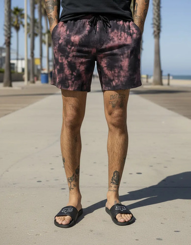 Short De Baño Fox Essex Down Naranja/negro Hombre Original