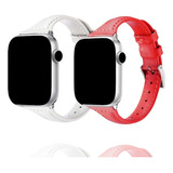 Pulseira Fina Slim Couro Luxo Para Apple Watch Series E Iwo