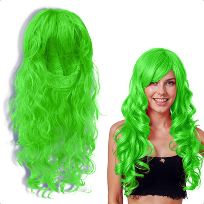 Peluca Verde Larga Ondulada Fiesta Disfraz Cosplay Fantasía | MercadoLibre
