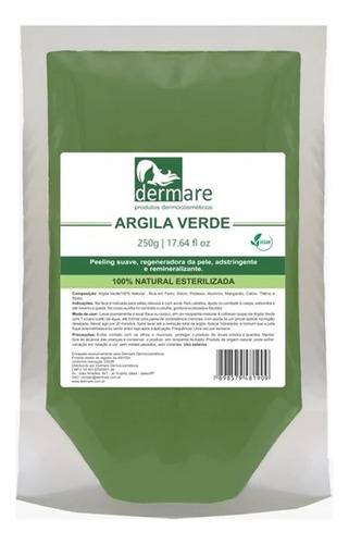 Argila Verde 250g - Dermare (pele Oleosa)