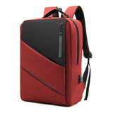 Mochila Para Notebook Leve Moderna Escolar Unissex Saída Usb Cor Vermelho Desenho Do Tecido Liso