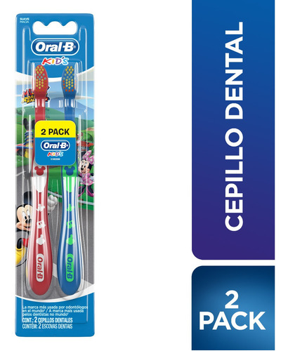 Cepillo De Dientes Infantil Oral-b Kids Mickey Mouse Suave Pack X 2 Unidades