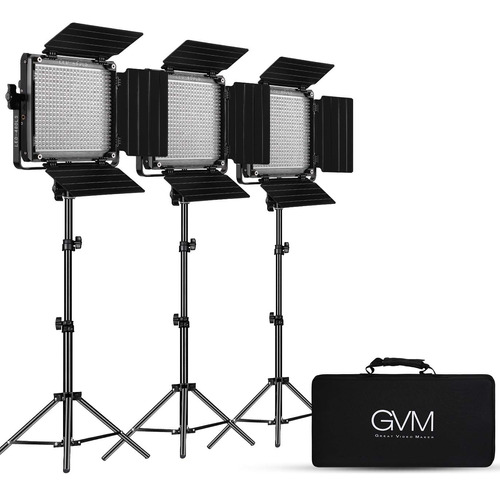 Gvm Paquete De 3 Kits De Iluminación De Video Led, Bicolor.