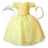 Vestido D Festa Infantil Princesa Amarelo Luxo Menina Rainha