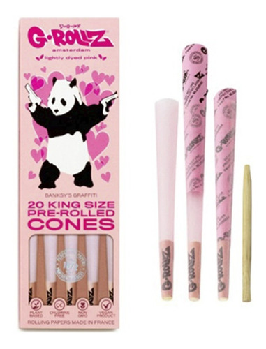 Conos Pre Enrolados King Size Pink Banksy X20 G-rollz