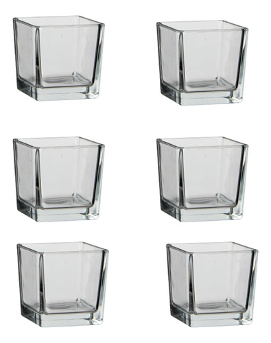    Kit 6 Mini Vasos De Vidro Castiçal Porta Vela De Mesa 5x5