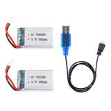 2 Unids 3.7v 380mah 20c 702035 Batería Recargable Lipo Con C