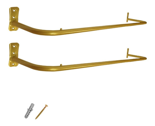 2 Arara De Parede Loja Roupas Cabides Reforçada - Dourada