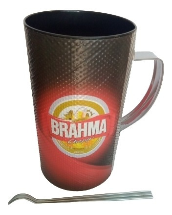 Vaso Guiro Ploteado Cerveza Brahma Con Peineta