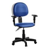 Cadeira Ergonômica Executiva Com Braço Rj Cor:azul