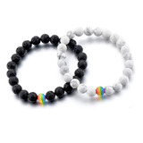 Pulsera De Relaciones Lgbt | 2 Piezas | Howlita Blanca, Roca