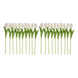 20 Tulipanes Artificiales Blancos De 13.8 Pulgadas Para Deco