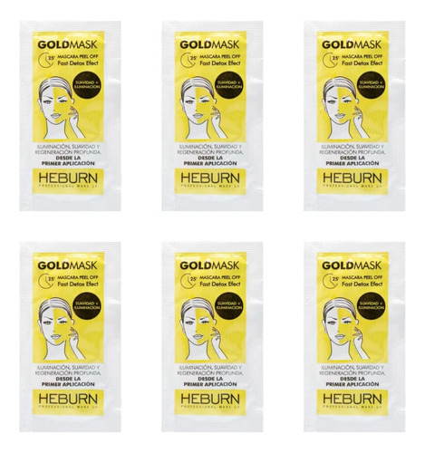 Heburn Goldmask Mascara Peel Off Sobre 6g -  Kit X6 Unidades