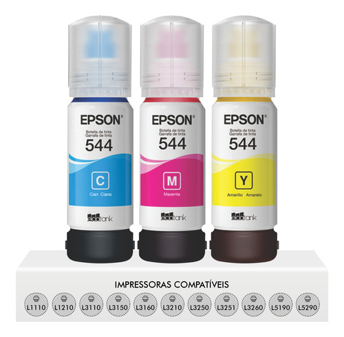 Kit 3 Tintas Coloridas Originais Epson T544 P/ L1250 L3250