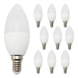 10 Lâmpadas Led Vela 7w Leitosa E14 Lustres Abajur Bf Bq Biv