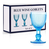 Yungala Juego De 4 Copas De Vino Azules, Copas De Vino Aguam