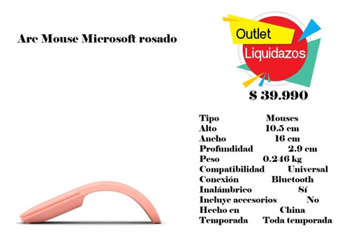 Arc Mouse Microsoft Rosado
