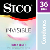 Pack 12 Cajas Condones Sico Invisible Ultra Sense 36 Uni