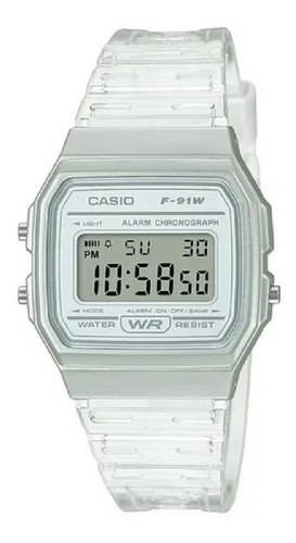 Reloj Casio Retro F-91ws-7df Modelo Clásico Transparente