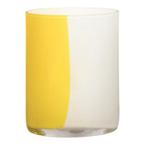 Vaso Vintage Amarelo E Branco 20,5 Cm Vidro Alicja Glass