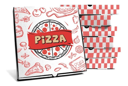 50 Cajas Pizza Blanca Diseño 35 Cm (14 Pulgadas) Corrugado