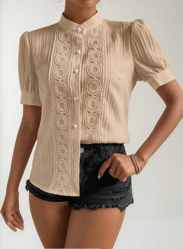 Blusas Para Mujer, Camisas De Manga Corta Abombada