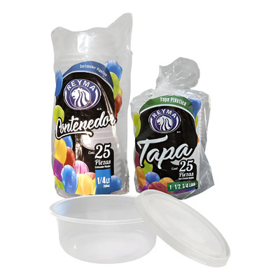 Envase De 1\u002F4 Litro Con Tapa Marca Reyma 25 Juegos Color Blanco | MercadoLibre