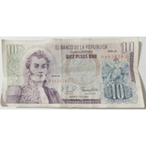 Billete De Colección De 10 Pesos Colombianos Oro Modelo Az