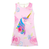 Vestido De Niña Fiesta Princesa Corto Cumpleaños Unicornio