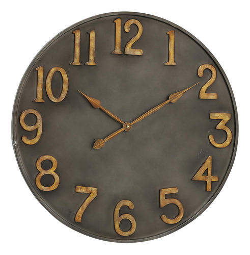 Reloj De Pared Moderno Industrial, Metal Gris Peltre, Número