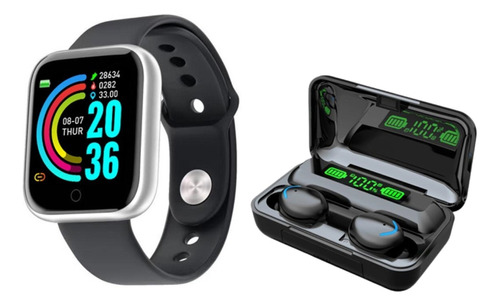 Relógio Smartwatch D20 + Fone De Ouvido Bluetooth Sem Fio F9