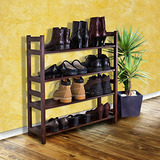 Organizador De Zapatos En Madera Caoba - 4 Niveles