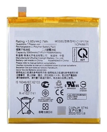 Batería Para Asus Zenfone 5z Zs620kl Z01rd C11p1708